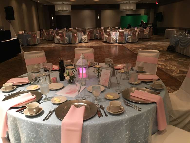 tables set up for wedding reception