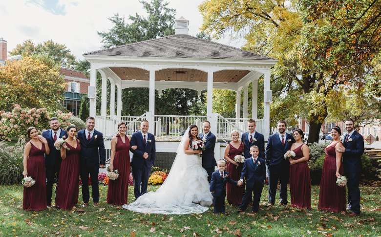 wedding party outside of the bandstand in Glens Falls