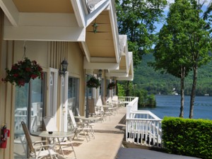 side view of cottages, outdoor furniture