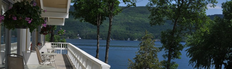 view of lake from deck