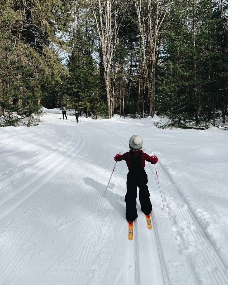 little kid cross-country skiing