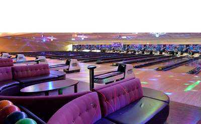 bowling alley with colorful light show