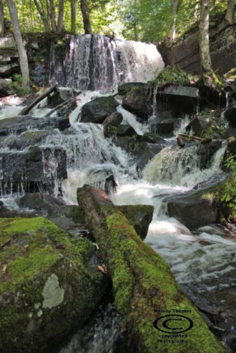 water flowing down rocks