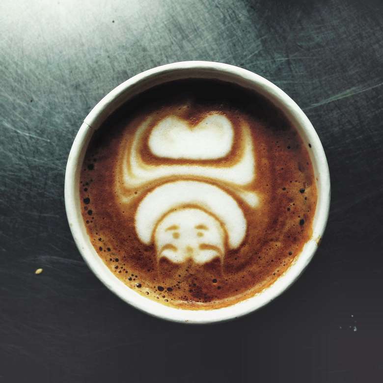 latte with a design on top