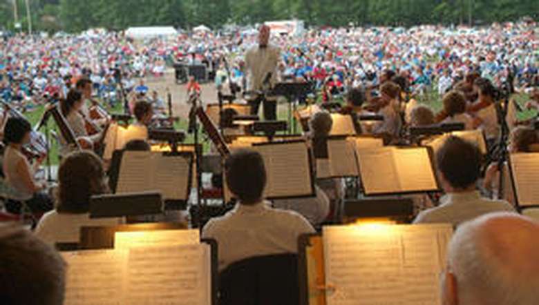 View of an orchestra from the back