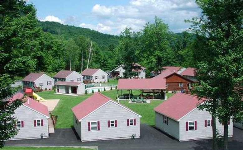 aerial view of cottages