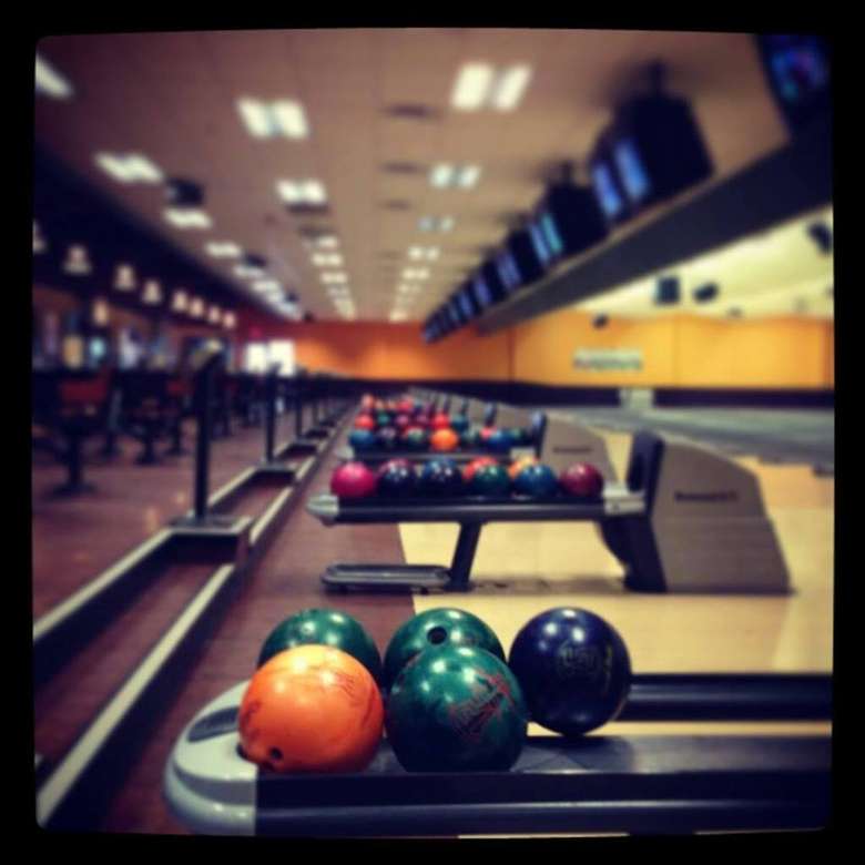 bowling balls on a machine