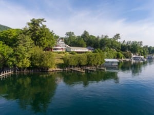 View of Depe Dene Lakeside Resort from water