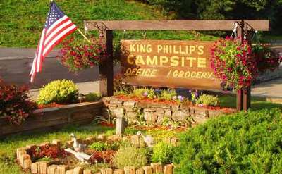 the entrance sign for king phillips campground