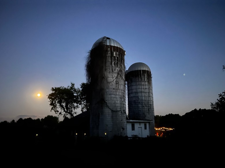 Silos in the moonlight