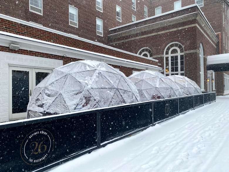 Outdoor Dining Igloos in the snow