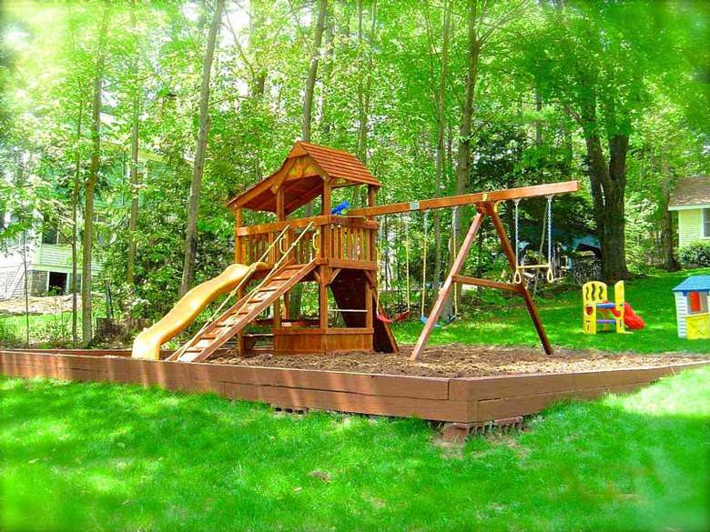 a wooden playground