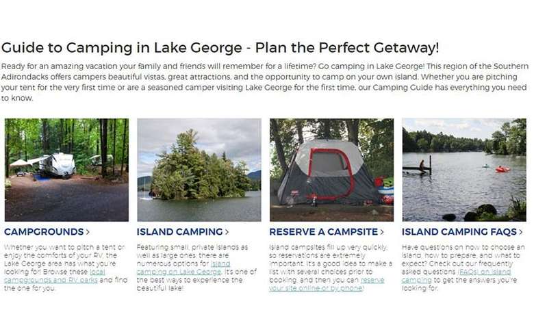 lake george camping guide page