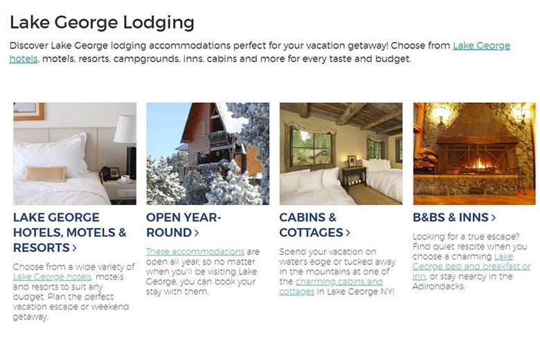lake george lodging guide page