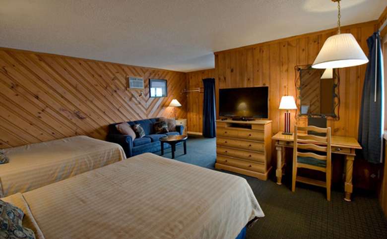 motel room with two beds