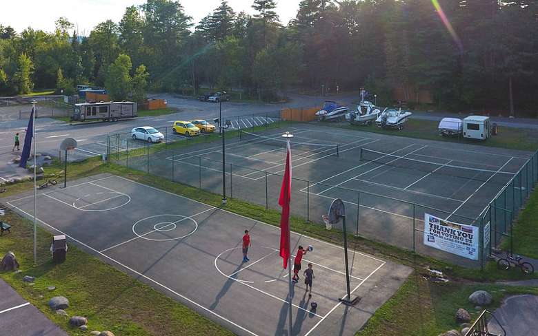 aerial view of sports courts