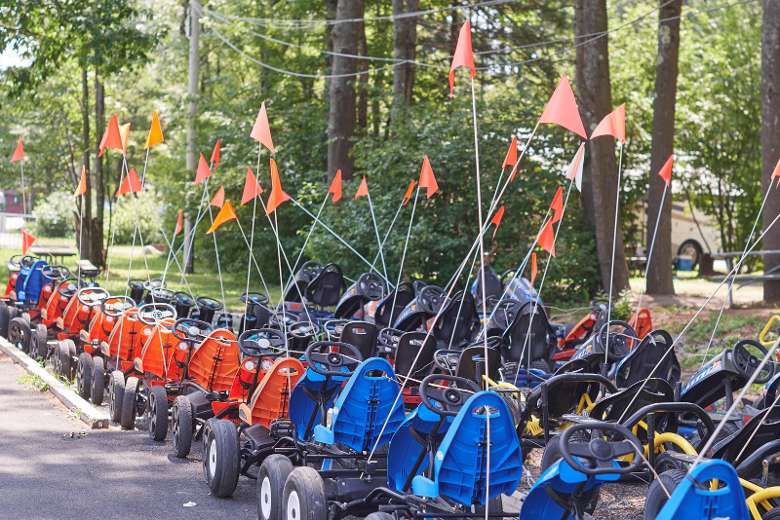 a bunch of pedal carts
