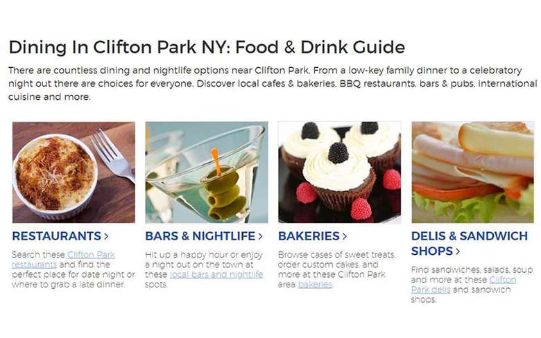 dining guide on on clifton park website