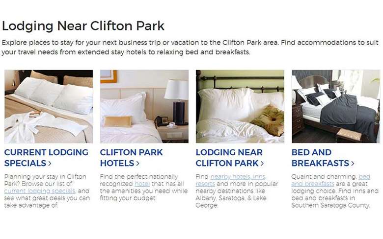 lodging guide on on clifton park website