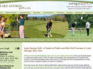 screenshot of the lakegeorgegolf.com homepage