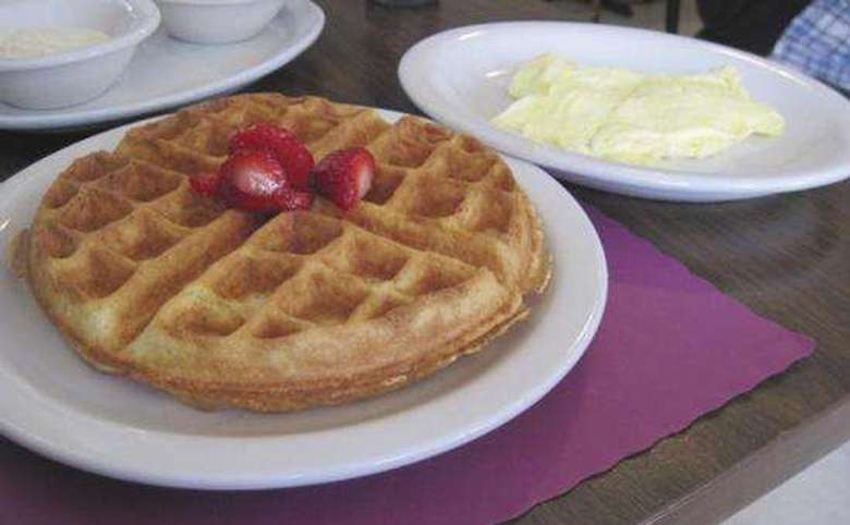 waffles with strawberries on top