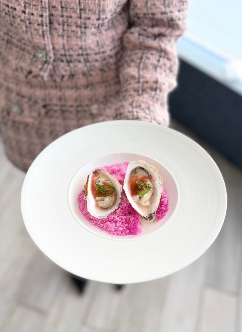 two oysters on a plate