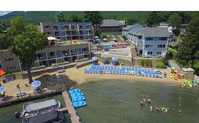 aerial view of surfside on the lake