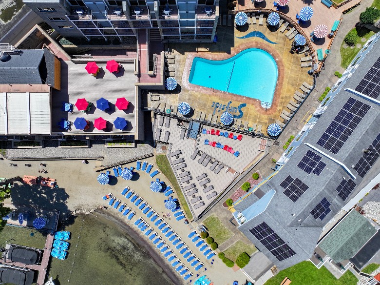 Aerial beach and pool