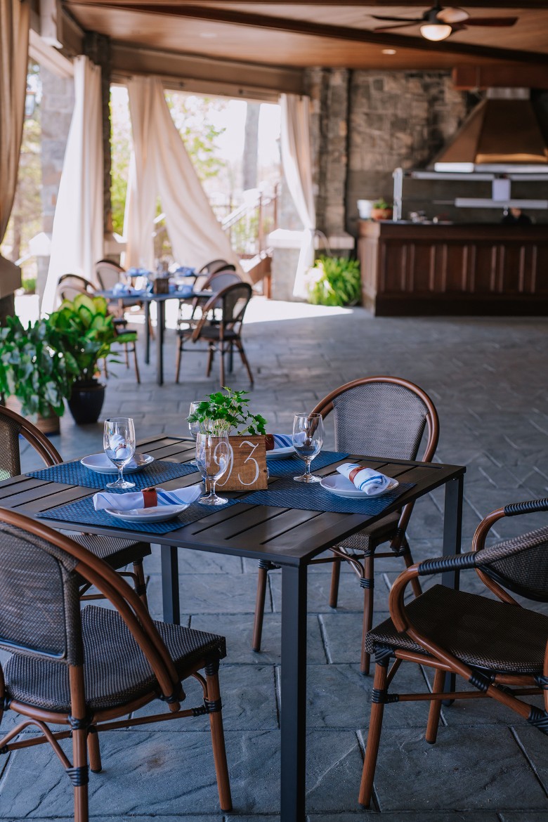 outdoor chairs on restaurant patio