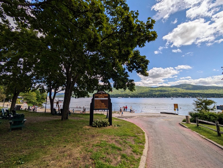 shepard park beach sign and water