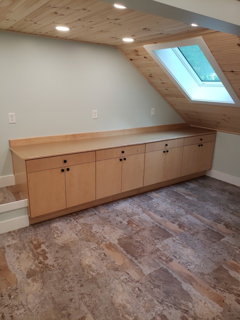 Custom made maple cabinets and new mud room
