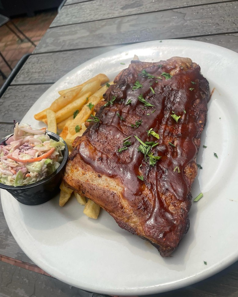 fries and BBQ ribs