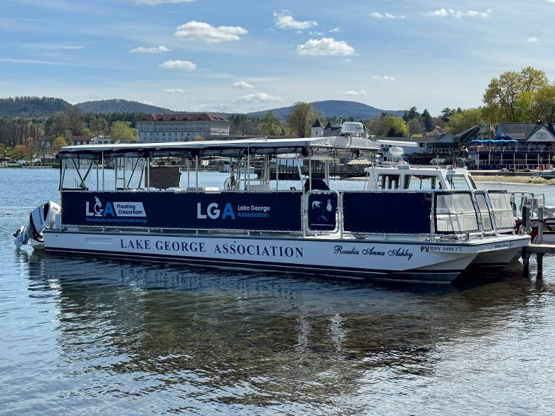 outside of the Lake George Association floating classroom