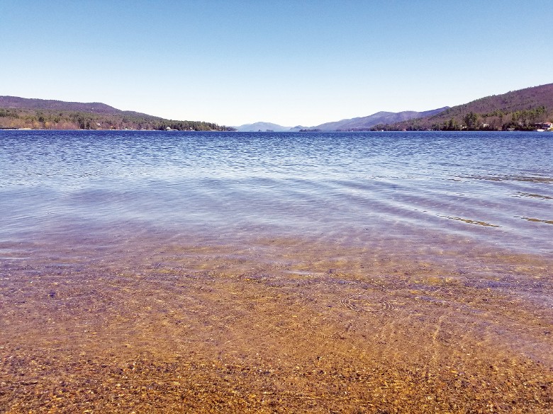 clear waters of Lake George shoreline