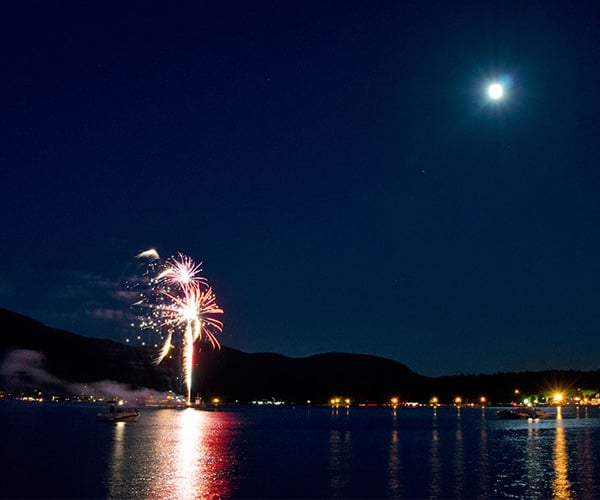fireworks on lake george