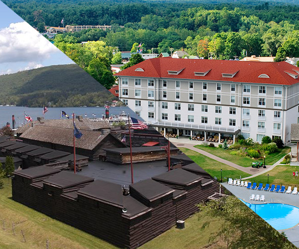 exterior of fort william henry hotel and museum