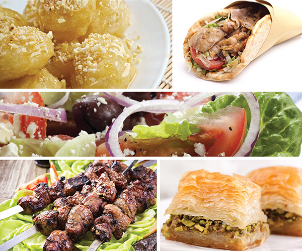collage of greek foods