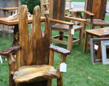 rustic chairs on display