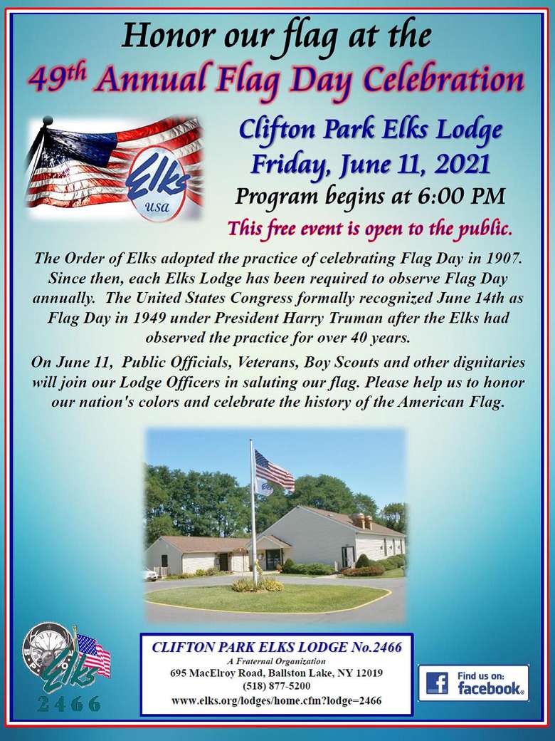 Clifton Park Elks - 49th Annual Flag Day Celebration - Friday, Jun 11 ...