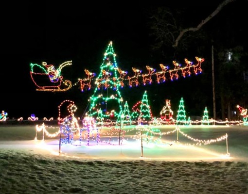 a Santa Claus holiday lights display