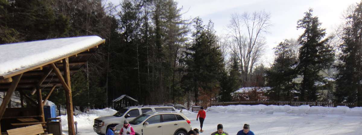 Snowshoe runners getting ready to chart out the race