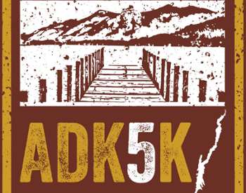 ADK 5k logo with grainy brown and white image of a dock