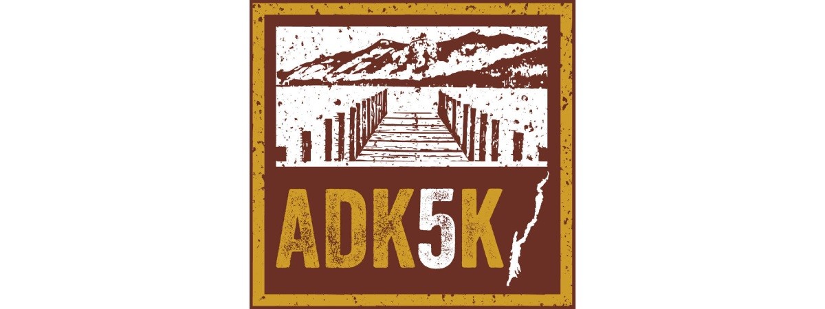 ADK 5k logo with grainy brown and white image of a dock