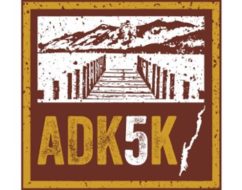 ADK 5k logo with grainy brown and white image of a dock