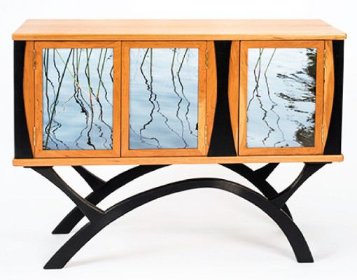 a wooden piece on a stand