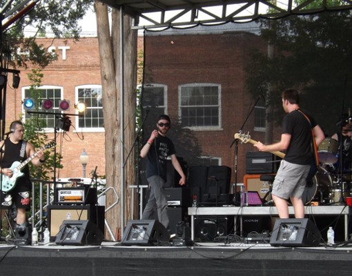 band plays on outdoor stage