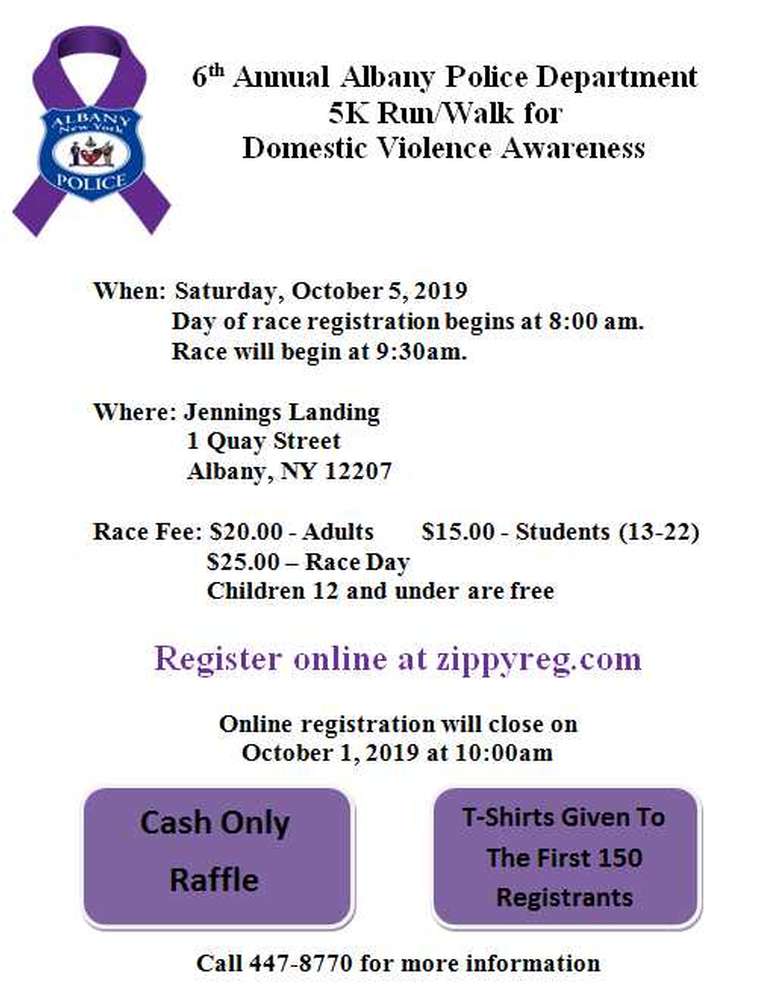 Flyer for 6th Annual APD 5K Run/Walk for DV Awareness