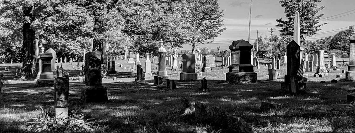 black and white cemetery photo