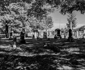 black and white cemetery photo