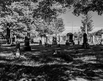 black and white cemetery photo